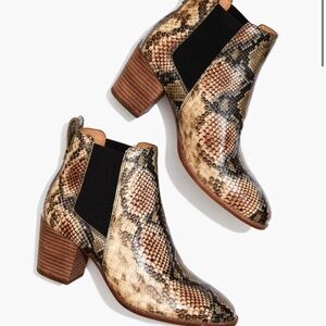 Madewell Regan Snakeskin Print Leather Boots 8.5